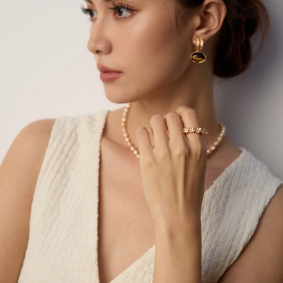 💖 Artisan Original Strawberry Quartz & Pearl Bracelet | S925 Gold Adjustable - Picture 8 of 11